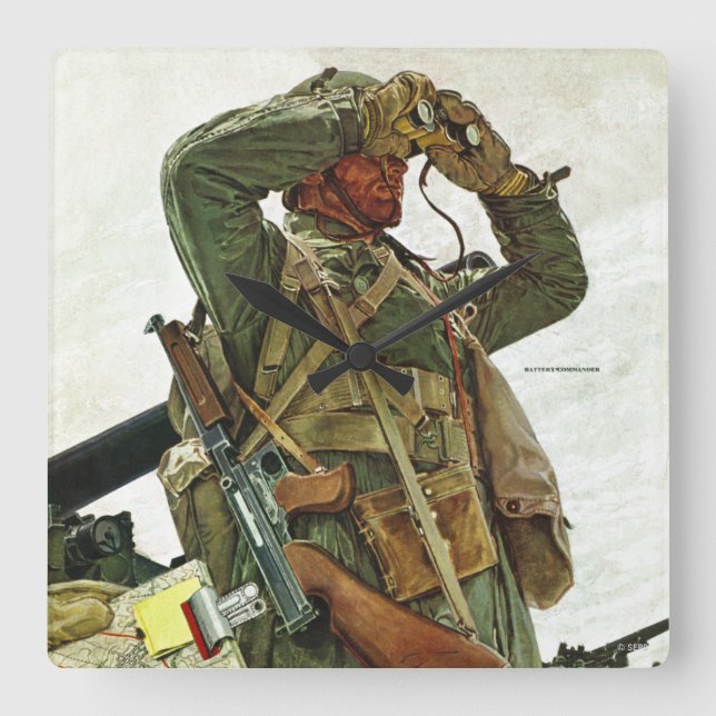 Tank Patrol Square Wall Clock (Front)