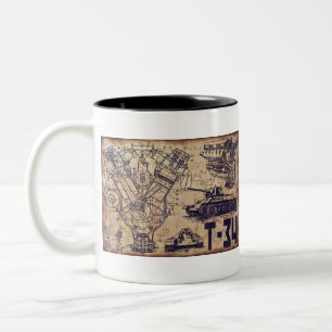 Tank Schematics Art Two-Tone Coffee Mug