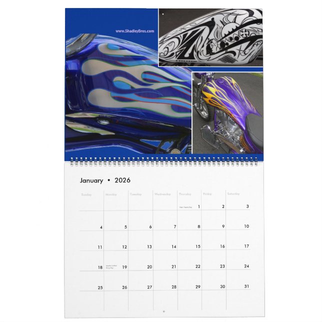 Tank shots - art of custom motorcycle painting calendar (Jan 2026)