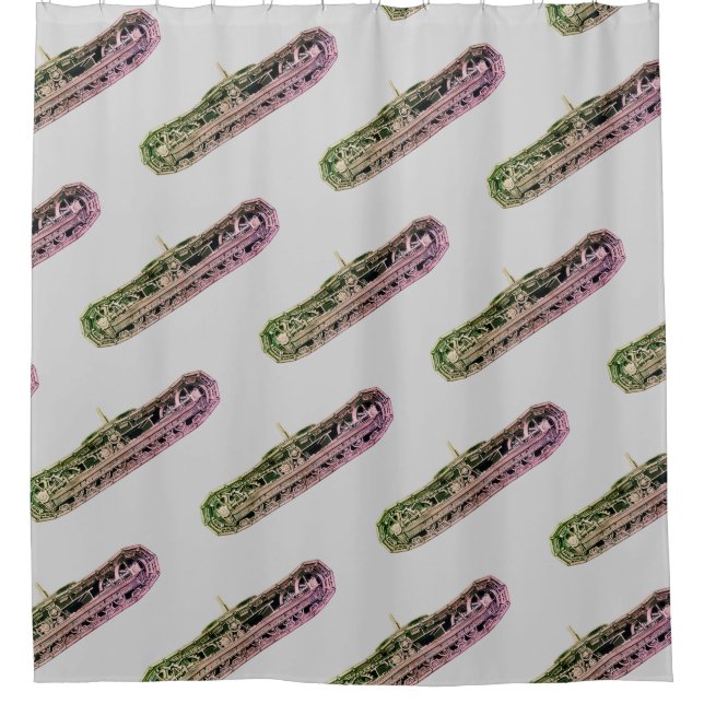 Tank Tracks Construction Custom Colours Your Pick Shower Curtain (Front)