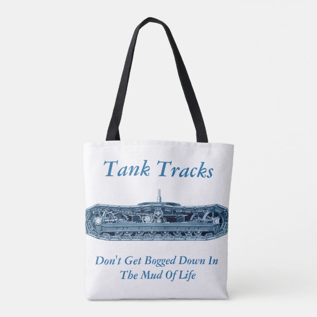 Tank Tracks Mud of Life Inspiration Blue Tote Bag (Back)