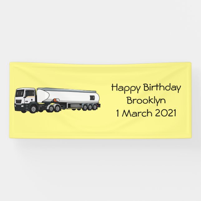 Tanker truck fuel transport cartoon illustration banner (Horizontal)