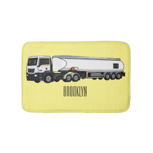Tanker truck fuel transport cartoon illustration bath mat
