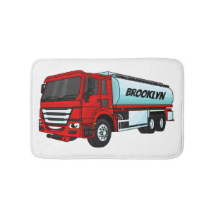 Tanker truck fuel transport cartoon illustration bath mat