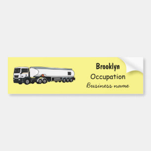 Tanker truck fuel transport cartoon illustration bumper sticker