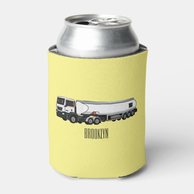 Tanker truck fuel transport cartoon illustration can cooler (Can Front)