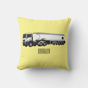 Tanker truck fuel transport cartoon illustration cushion