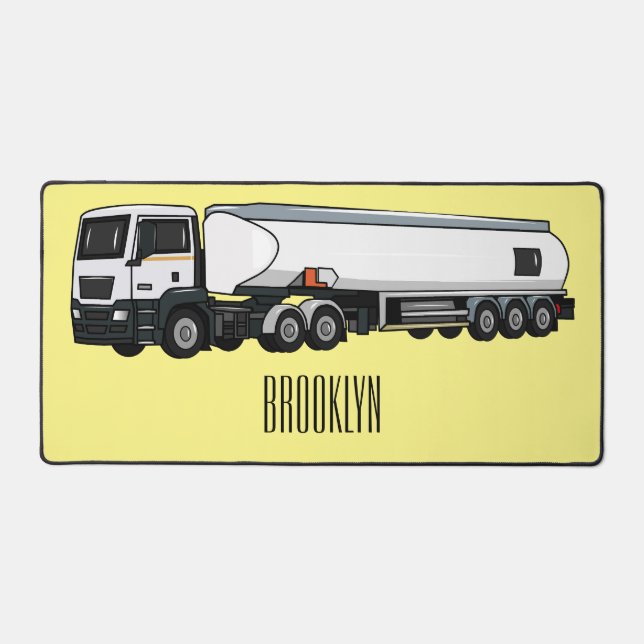 Tanker truck fuel transport cartoon illustration desk mat (Front)