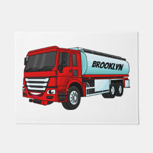 Tanker truck fuel transport cartoon illustration doormat
