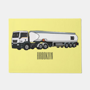 Tanker truck fuel transport cartoon illustration doormat