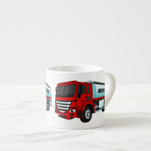 Tanker truck fuel transport cartoon illustration espresso cup