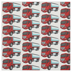 Tanker truck fuel transport cartoon illustration fabric