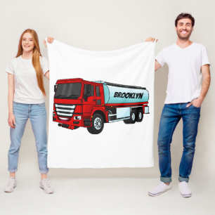 Tanker truck fuel transport cartoon illustration fleece blanket