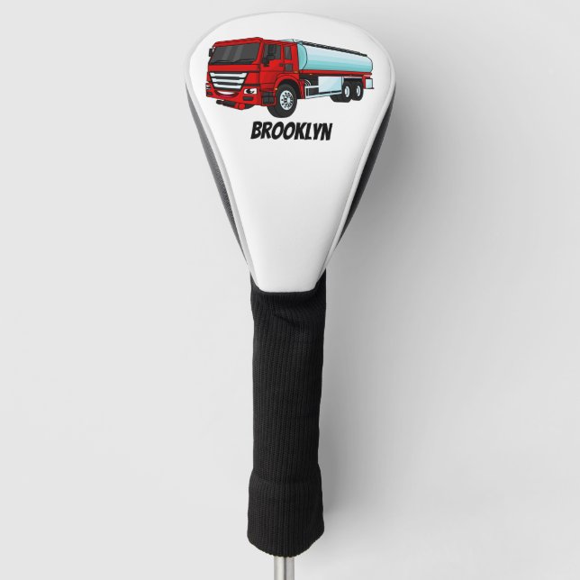 Tanker truck fuel transport cartoon illustration golf head cover (Front)