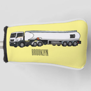 Tanker truck fuel transport cartoon illustration golf head cover