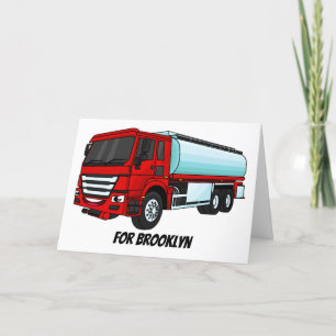 Tanker truck fuel transport cartoon illustration holiday card