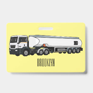 Tanker truck fuel transport cartoon illustration ID badge