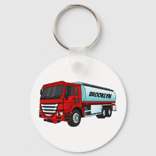 Tanker truck fuel transport cartoon illustration key ring
