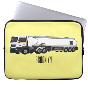 Tanker truck fuel transport cartoon illustration laptop sleeve