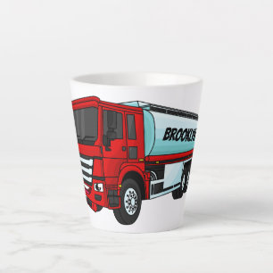 Tanker truck fuel transport cartoon illustration latte mug