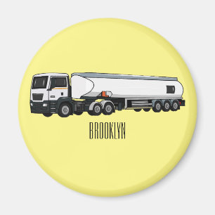 Tanker truck fuel transport cartoon illustration magnet