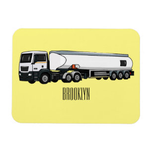 Tanker truck fuel transport cartoon illustration magnet