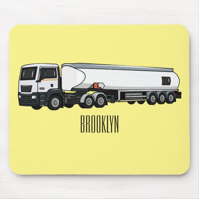 Tanker truck fuel transport cartoon illustration mouse pad (Front)