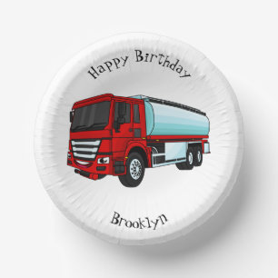 Tanker truck fuel transport cartoon illustration paper plate