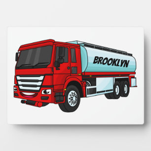 Tanker truck fuel transport cartoon illustration  plaque