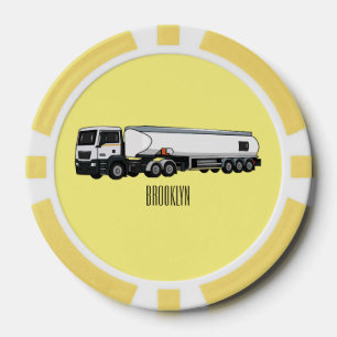Tanker truck fuel transport cartoon illustration poker chips