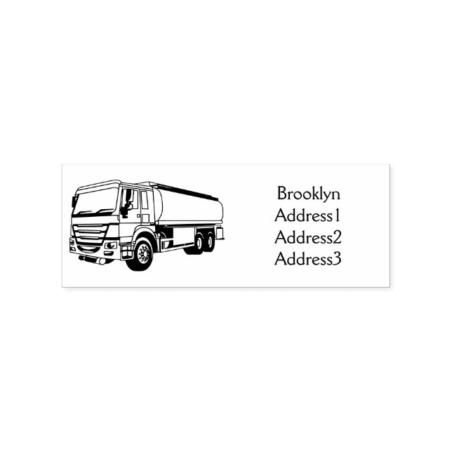 Tanker truck fuel transport cartoon illustration rubber stamp (Imprint)