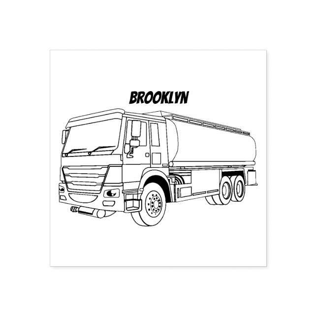 Tanker truck fuel transport cartoon illustration rubber stamp (Imprint)