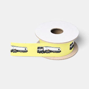 Tanker truck fuel transport cartoon illustration satin ribbon