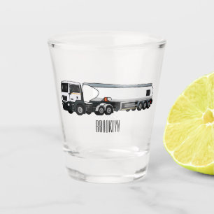 Tanker truck fuel transport cartoon illustration shot glass