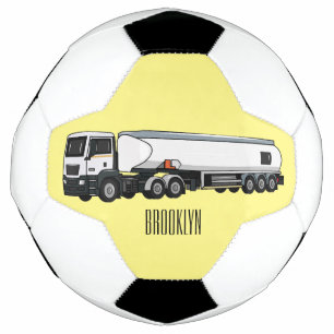 Tanker truck fuel transport cartoon illustration soccer ball