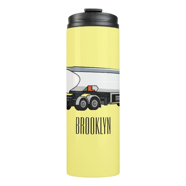 Tanker truck fuel transport cartoon illustration thermal tumbler (Front)