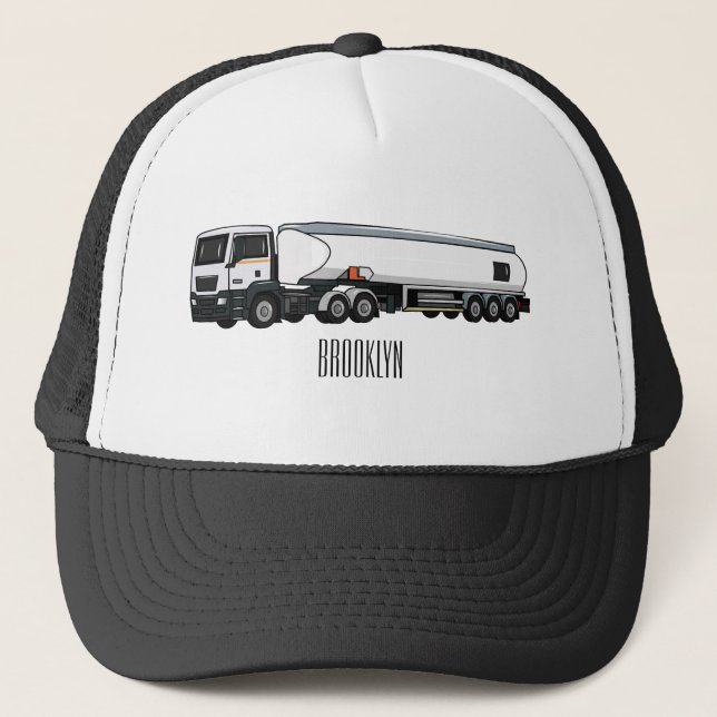 Tanker truck fuel transport cartoon illustration trucker hat (Front)