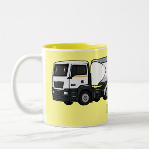 Tanker truck fuel transport cartoon illustration Two-Tone coffee mug