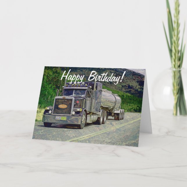 Tanker Truck Funny Trucker Birthday Cards (Front)