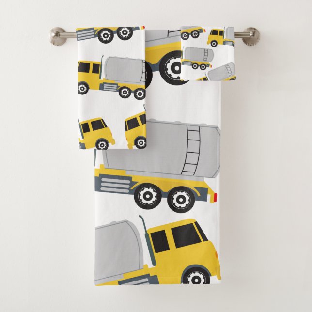 Tanker Truck Transportation Trucks Bath Towel Set (Insitu)