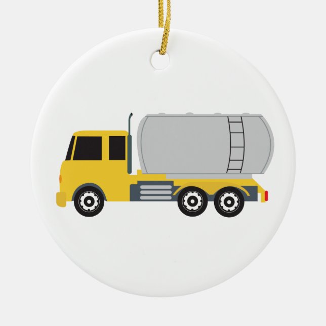 Tanker Truck Transportation Trucks Ceramic Ornament (Front)