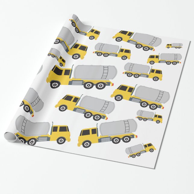 Tanker Truck Transportation Trucks Wrapping Paper (Unrolled)