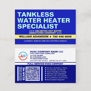 Tankless Water Heater Pro On-Demand Hot Water Business Card