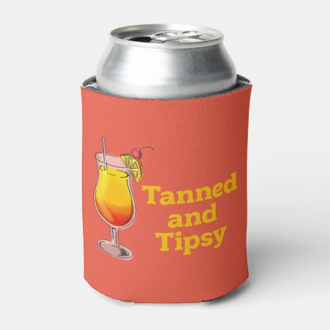 Tanned and Tipsy Cocktail Fun Summer Can Cooler (Can Front)