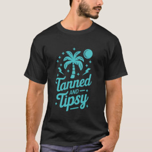 Tanned and Tipsy Coconut Tree Vintage Women Beach T-Shirt
