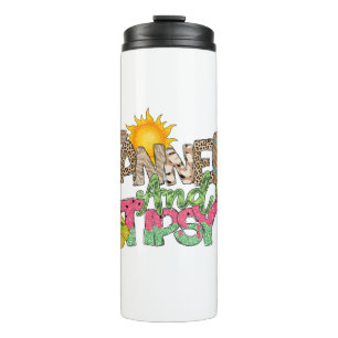 Tanned and Tipsy Fun Summer Party Design Thermal Tumbler
