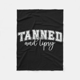 Tanned And Tipsy Summer Beach Vibes Fleece Blanket