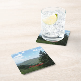 Tannenbaum Mountain Christmas Square Paper Coaster