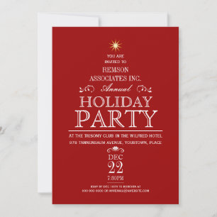Tannenbaum Typographic Crimson Holiday Party Invitation
