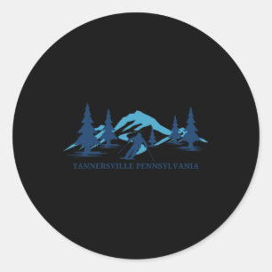 Tannersville Pennsylvania Ski Resort Skiing Skier Classic Round Sticker